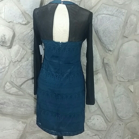 NWT Guess Teal Green & Black Lace Dress - Picture 3 of 4